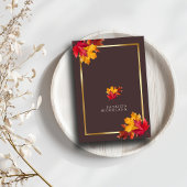 Autumn Woody Brown & Elegant Golden Frame Wedding RSVP Karte