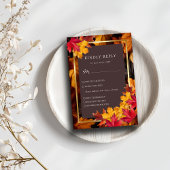 Autumn Woody Brown & Elegant Golden Frame Wedding RSVP Karte