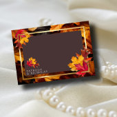 Autumn Woody Brown & Elegant Golden Frame Wedding RSVP Karte
