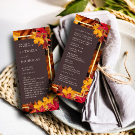 Autumn Woody Brown & Elegant Golden Rahmen Wedding Programm