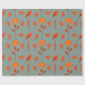 Autumn Wrapping Paper Pumpkin and Blätter Art Geschenkpapier (Flach)