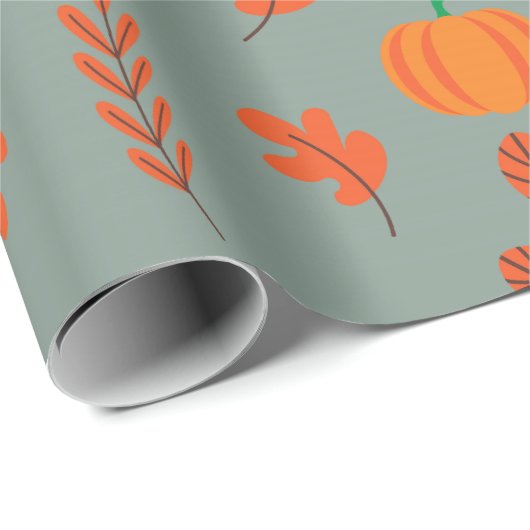 Autumn Wrapping Paper Pumpkin and Blätter Art Geschenkpapier (Rolleneckpunkt)