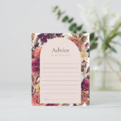 Autumn Wreath Arch Pink Bridal Shower Advice Card (Stehend Vorderseite)