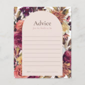 Autumn Wreath Arch Pink Bridal Shower Advice Card (Vorderseite)