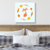 Autumn Wreath Baby Red Fox Leinwanddruck (Insitu (Schlafzimmer))