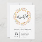 Autumn Wreath | Thanksgiving Dinner Invitation Feiertagskarte (Vorderseite)