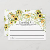 Autumn Yellow Sunflower Date Night Idee Card Einladung (Vorne/Hinten)