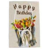 Autumn Yorkshire Terrier Birthday Mittlere Geschenktüte (Vorderseite)