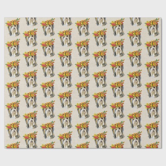 Autumn Yorkshire Terrier Geschenkpapier (Flach)
