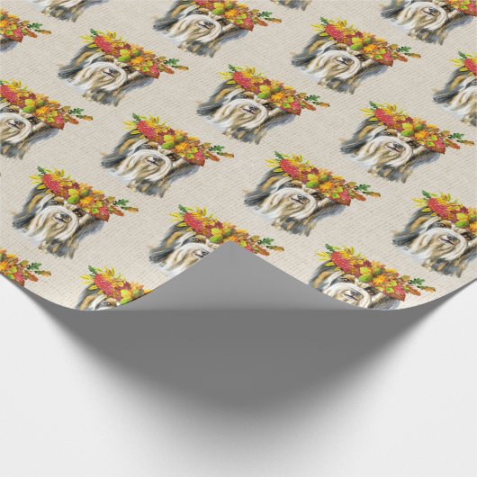Autumn Yorkshire Terrier Geschenkpapier (Ecke)