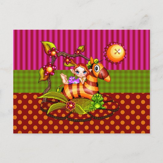 Autumn Zebra Pixel Art Postkarte (Vorderseite)