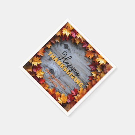 Autumnal Blätter und rustikaler Erntedank von Holz Serviette (Ecke)