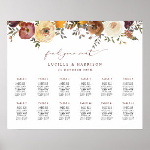 Autumnal Blooms Landschaft Hochzeitsplan Poster