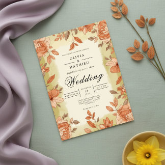 Autumnal Blossom Frame Wedding Einladung