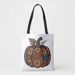Autumnal Blüte gemustertes Kürbisdesign Tasche
