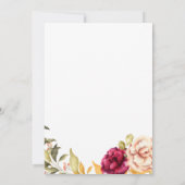 Autumnal Burgandy Floral & Gold Glitzer Hochzeit Einladung (Rückseite)