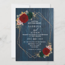 Autumnal Burgundy Emerald Greeny Wooden Wedding