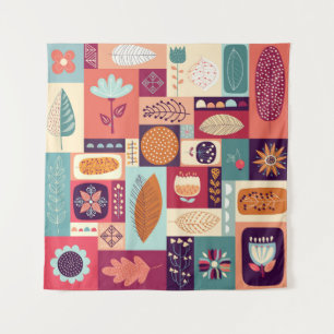Autumnal Dekorative Vintage Hintergrundgeschichte Wandteppich