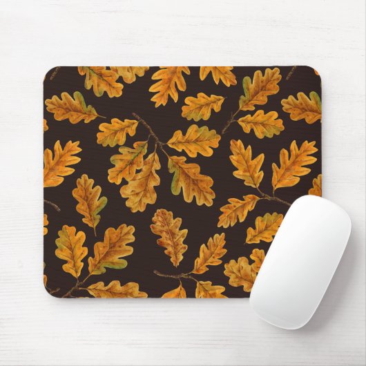 Autumnal Eicheneiche Blätter auf dunkelbraun Mousepad (Mit Mouse)