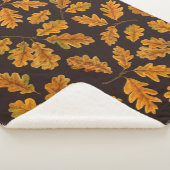 Autumnal Eicheneiche Blätter auf dunkelbraun Sherpadecke (3/4)
