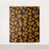 Autumnal Eicheneiche Blätter auf dunkelbraun Wandteppich (Vorderseite)