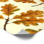 Autumnal-Eicheneiche-Blätter auf weiß Poster (Ecke)