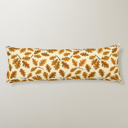 Autumnal-Eicheneiche-Blätter auf weiß Seitenschläferkissen (Rückseite)