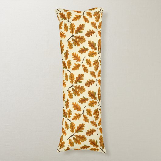 Autumnal-Eicheneiche-Blätter auf weiß Seitenschläferkissen (Vorderseite Vertikal)