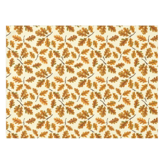 Autumnal-Eicheneiche-Blätter auf weiß Tischdecke (Vorderseite (Horizontal))
