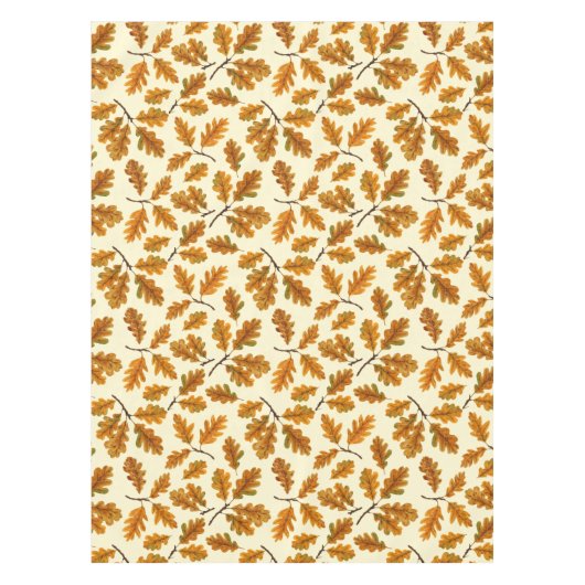 Autumnal-Eicheneiche-Blätter auf weiß Tischdecke (Vorderseite)