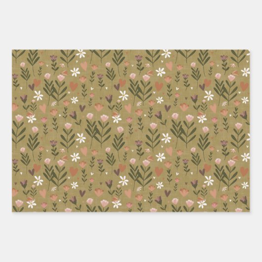 Autumnal Floral & Striping Geschenkwrap Geschenkpapier Set (Vorderseite 2)