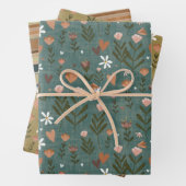 Autumnal Floral & Striping Geschenkwrap Geschenkpapier Set (Beispiel)