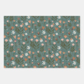 Autumnal Floral & Striping Geschenkwrap Geschenkpapier Set (Vorderseite)