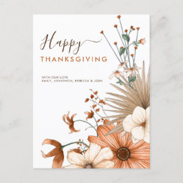 Autumnal Florals Foliage Happy Thanksgiving Namen Feiertagspostkarte