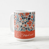 Autumnal Florals Niedlich Retro gesegnet und dankb Kaffeetasse (Vorderseite Links)