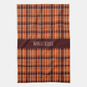 Autumnal Kariert Orange Brown Geometric Muster Geschirrtuch (Vertikal)