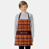 Autumnal Kariert Orange Brown Geometric Muster Schürze (Getragen)