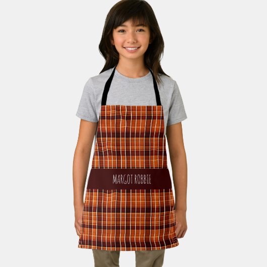 Autumnal Kariert Orange Brown Geometric Muster Schürze (Insitu)