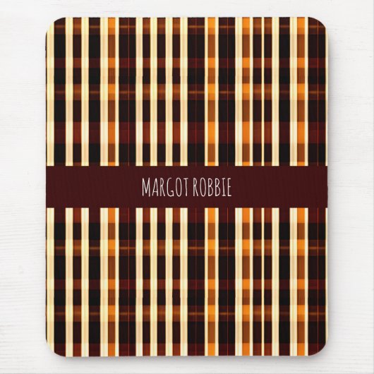 Autumnal Kariertes Orange Schwarz Geometrisches Mu Mousepad (Vorne)