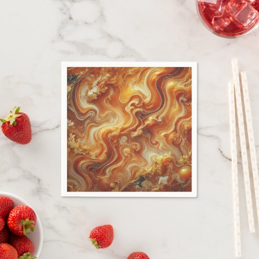 Autumnal Marble Gold & Orange Découpage Napkins Serviette (Beispiel)