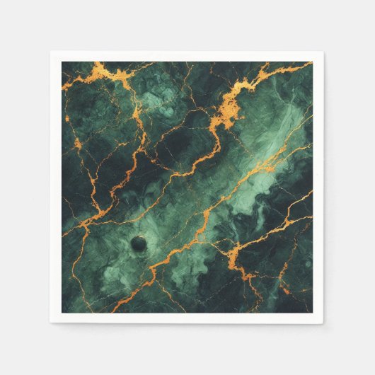 Autumnal Marble Green Forest Découpage Napkins Serviette (Vorderseite)