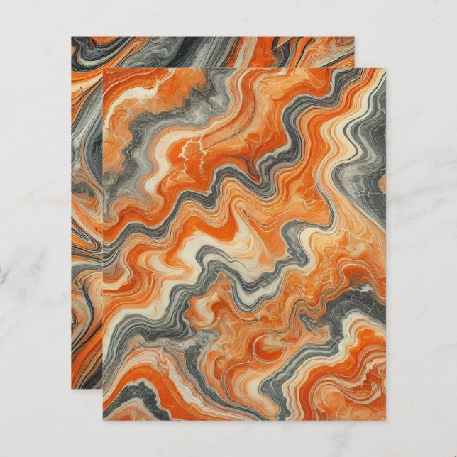 Autumnal Marble Pumpkin Gewürz-Scrapbook Paper (Vorne/Hinten)
