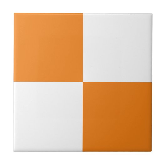 Autumnal Orange Checkered Keramik Tile Fliese (Vorderseite)
