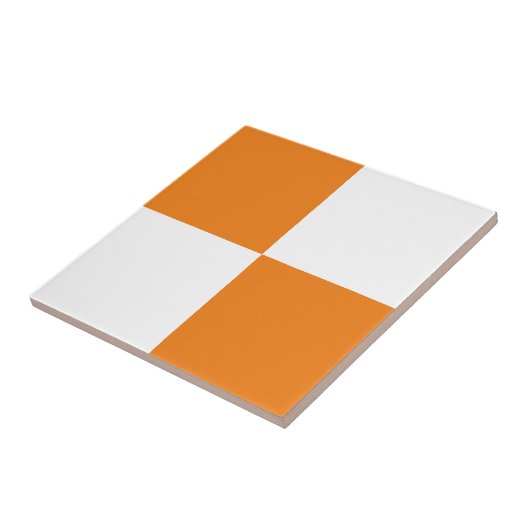 Autumnal Orange Checkered Keramik Tile Fliese (Seite)