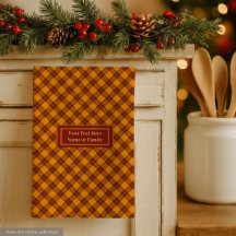 Autumnal Orange Colors Dish Towel Custom Name