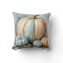Autumnal Pastel Blue Watercolor Pumpkin Decorative