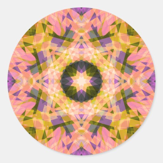 Autumnal Pink Lila Grüner Stern für Herbst Runder Aufkleber (Vorderseite)