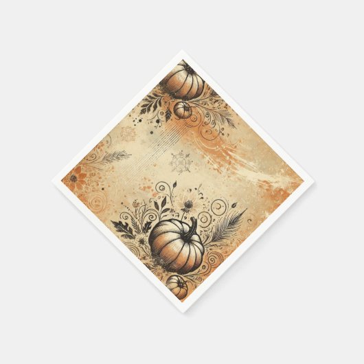 Autumnal Pumpkin Gewürz gestörte Tinte Decoupage Serviette (Ecke)