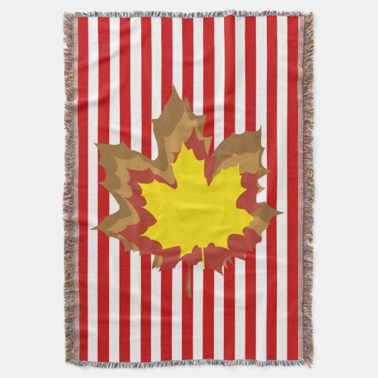 Autumnal rote Streifen mit Blätter Decke (Vorderseite Vertikal)