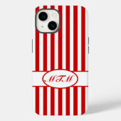 Autumnal rote Streifen mit Monogramm Case-Mate iPhone Hülle (Rückseite)